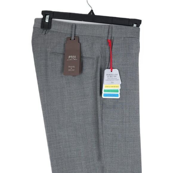 PT Torino PT01 Easy-Fit Plainweave Stretch Dress Pants Grey 38W US/ 54 IT NWT